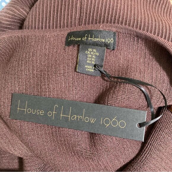 NWT House of Harlow 1960 Sleeveless Brown Ribbed Sweater Dress Bodycon Size XL - Picture 7 of 9